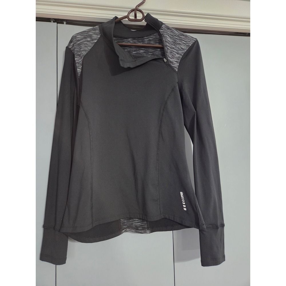 Excellent Marika Pullover Top Size Small Black Space Dye Side Zip Thumbhole